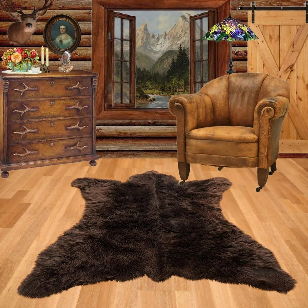 Faux Fur Bear Rug Soft Plush Cozy Home Decor Accessory