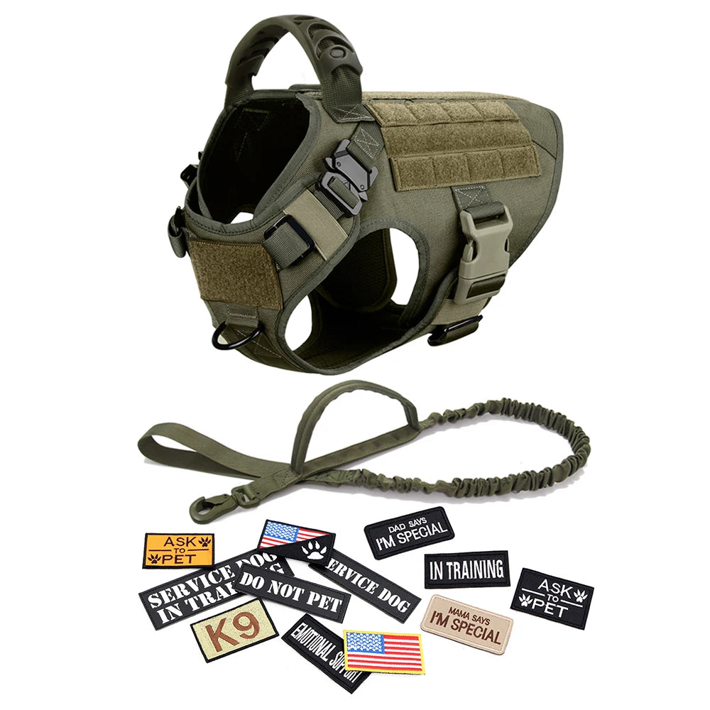 PETRAVELCN Military Dog Harness Vest Set Malinois Training