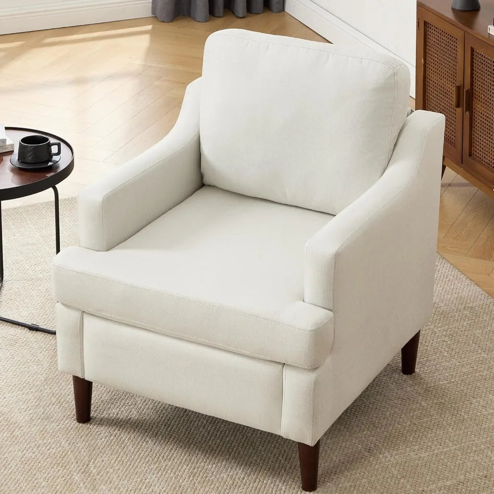 MKDK Mid Century Modern Linen Armchair For Living Room