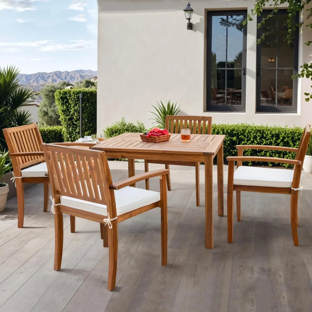 MKDKHign-concerned Acacia Wood Outdoor Dining Set Cushions