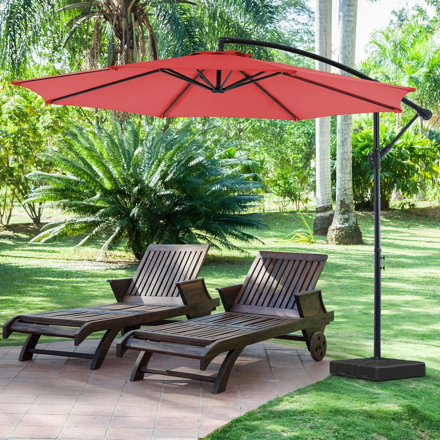 JHK Outdoor Cantilever Patio Umbrella With Easy Tilt