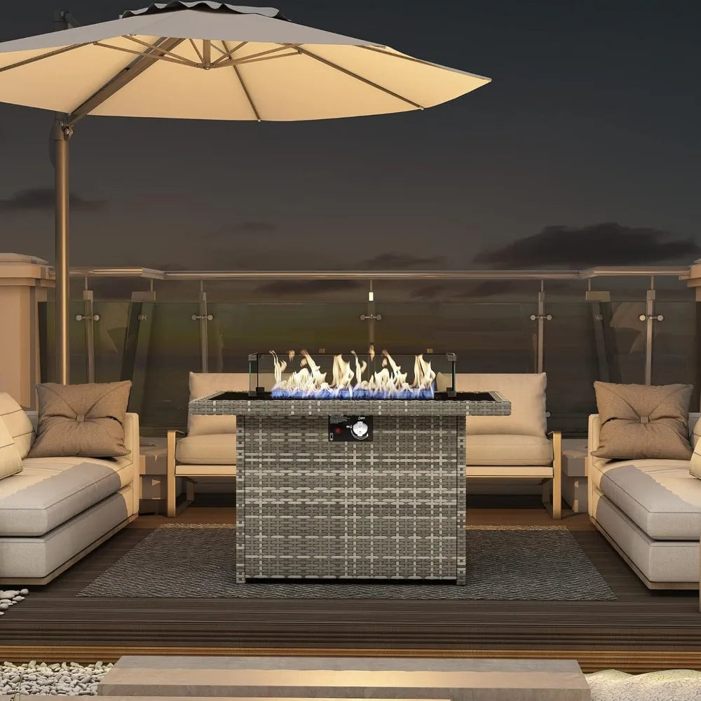 LayinSun Outdoor Propane Gas Fire Pit Glass Wind Guard