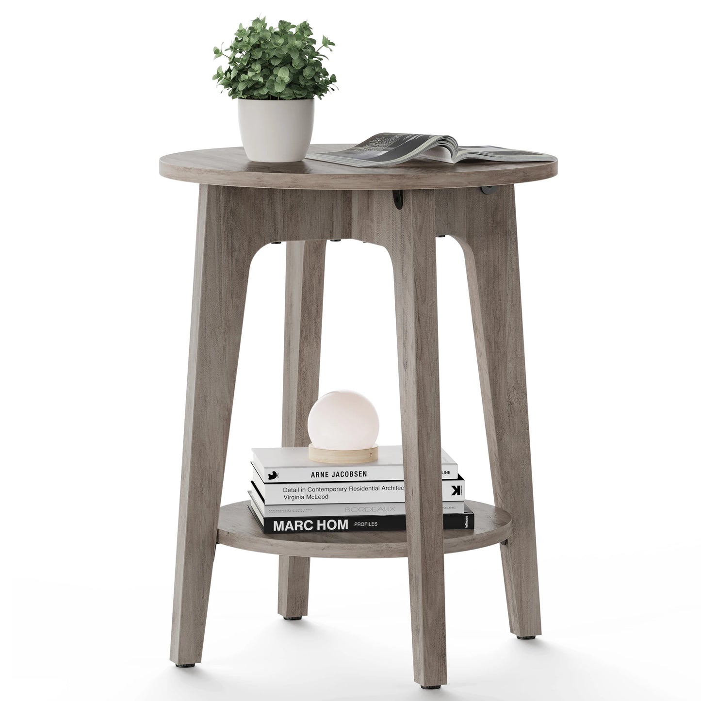VASAGLE Round End Table With Lower Shelf For Small Spaces