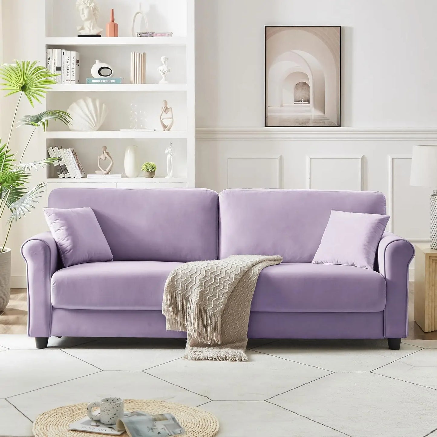 HUANZHUANG Modern Velvet Loveseat Sofa For Living Room