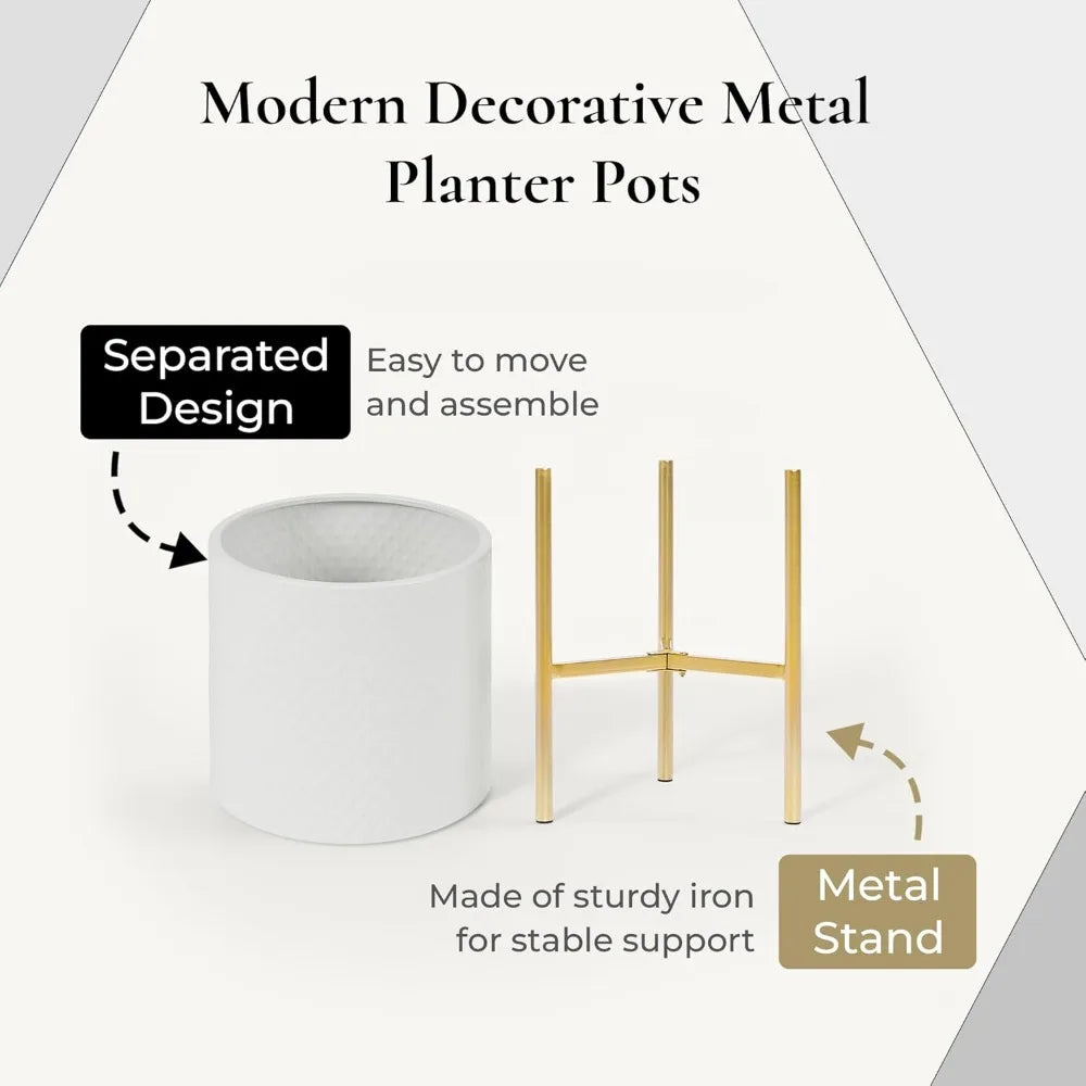JIAOYING Indoor Plant Planters Set With Metal Stand