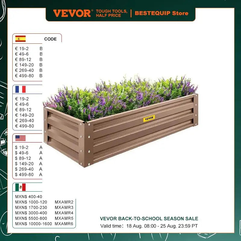 VEVOR Galvanized Steel Raised Garden Bed Planter Box