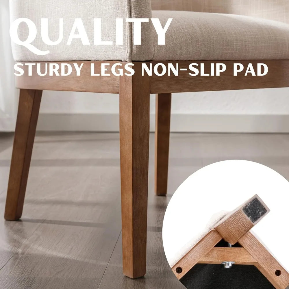 Ticify Dining Chairs Set Of 6 Mid Century Modern Linen