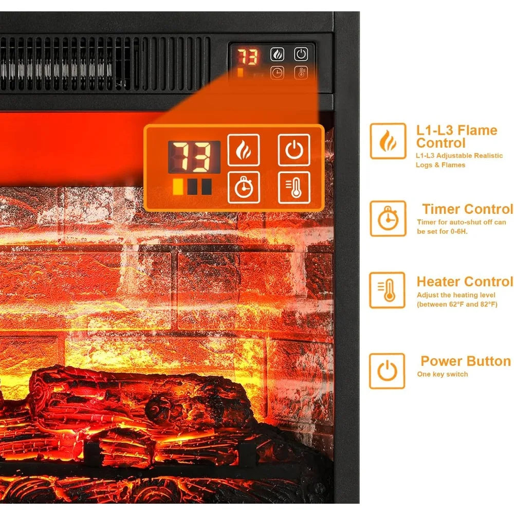 MKDK Electric Fireplace With Mantel And Storage Cabinets LED