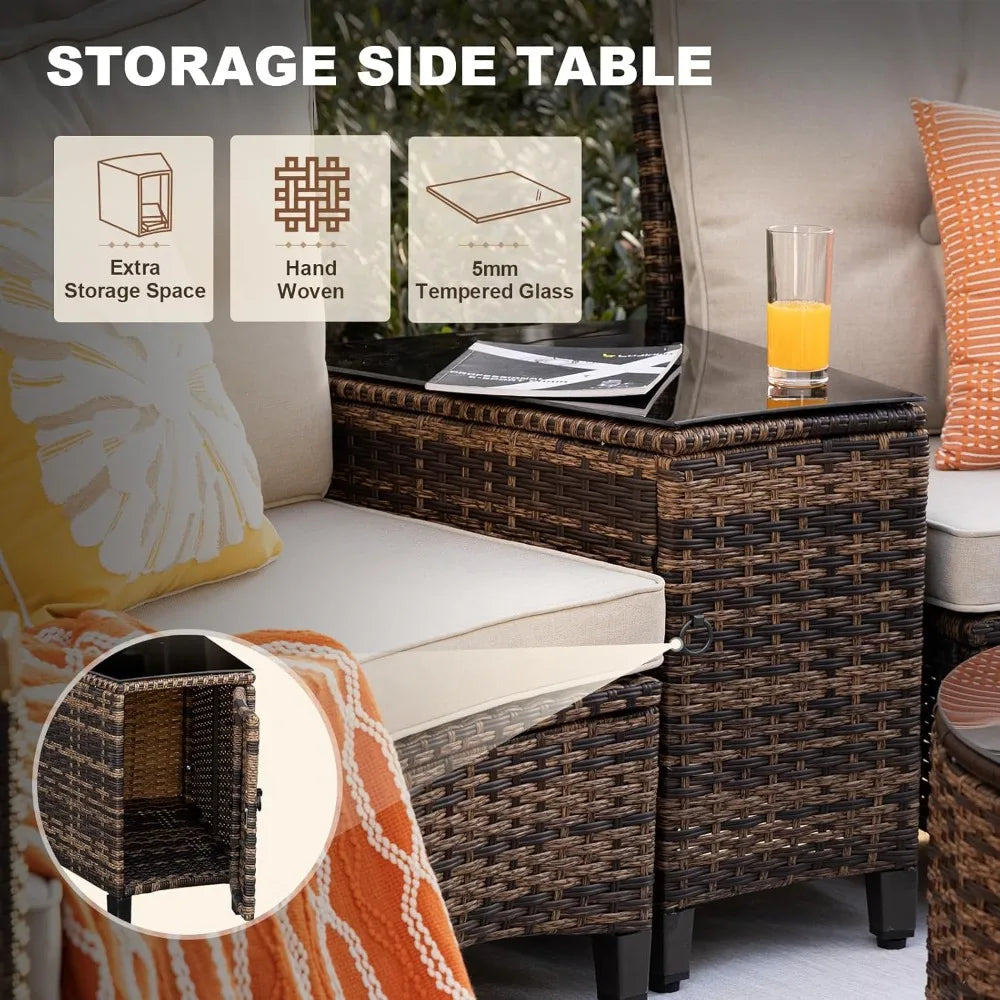 ANGDUO Outdoor Patio Furniture Set Half Moon Sectional Sofa