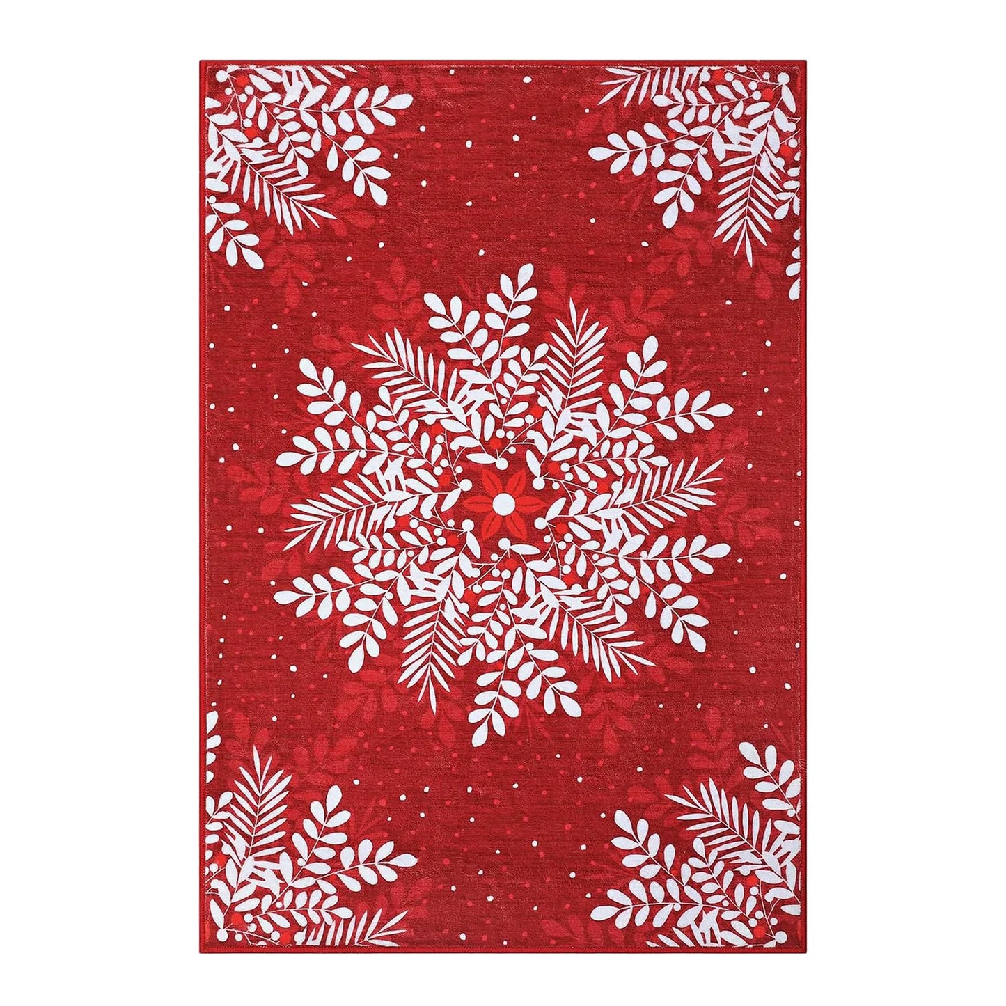 High-concerned Christmas Snowflake Washable Area Rug Low Pile Non Slip