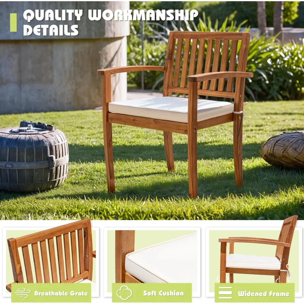 MKDKHign-concerned Acacia Wood Outdoor Dining Set Cushions