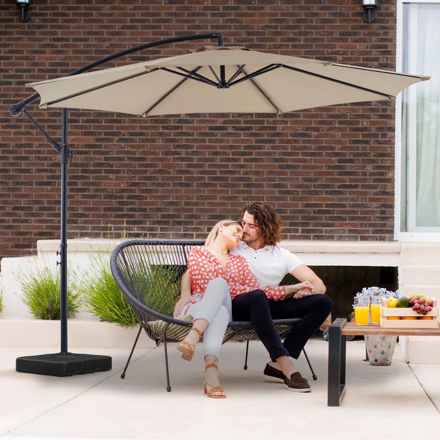 JHK Outdoor Cantilever Patio Umbrella With Easy Tilt