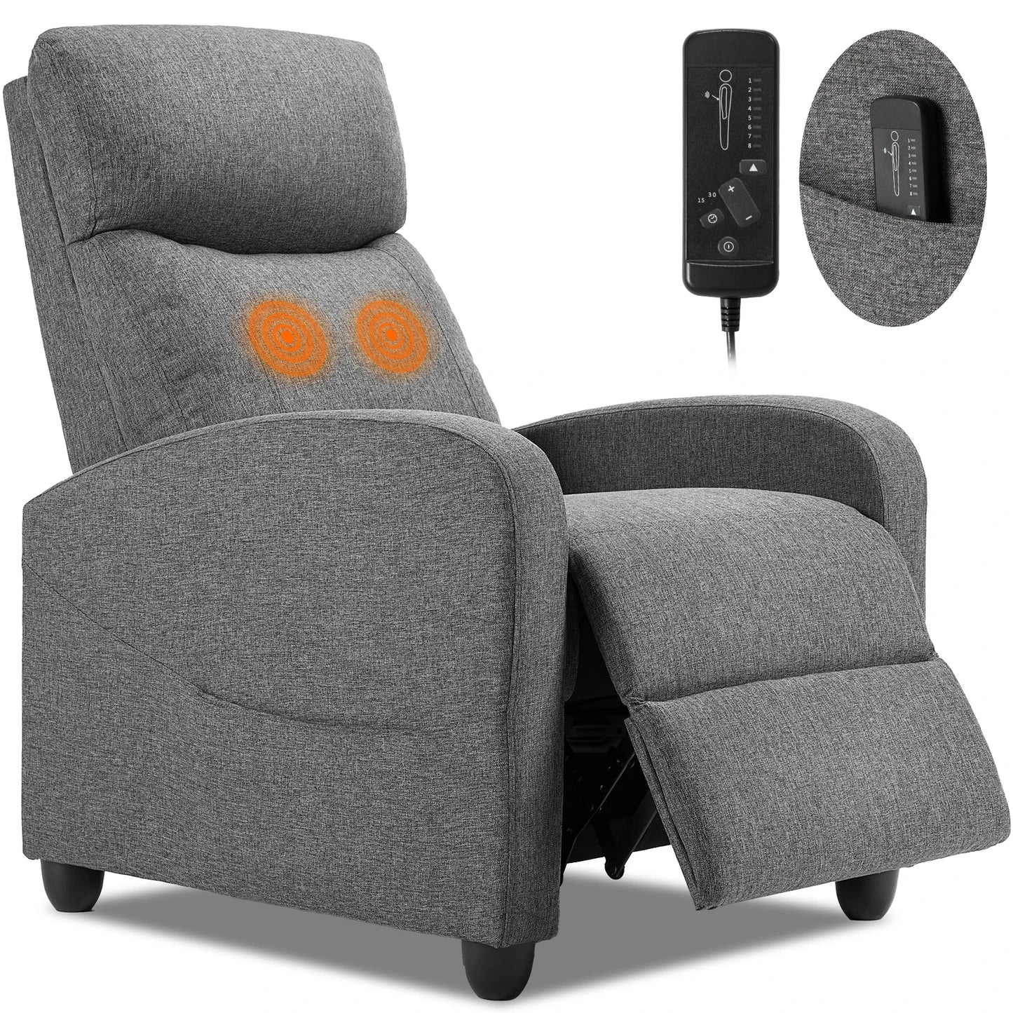 JHK Recliner Chair Massage Sofa With Adjustable Lumbar Support
