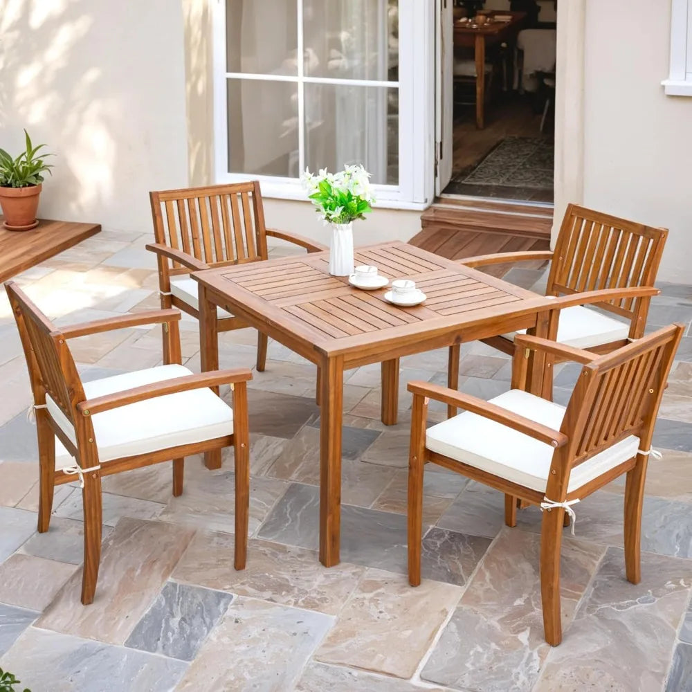 MKDKHign-concerned Acacia Wood Outdoor Dining Set Cushions