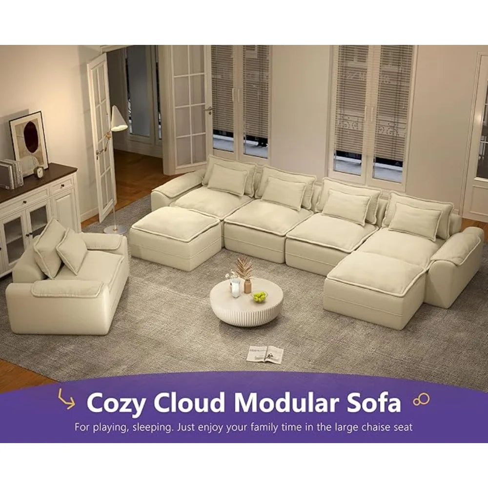HUANZHUANG Cloud Modular Sectional Sofa U Shaped 4 Seater