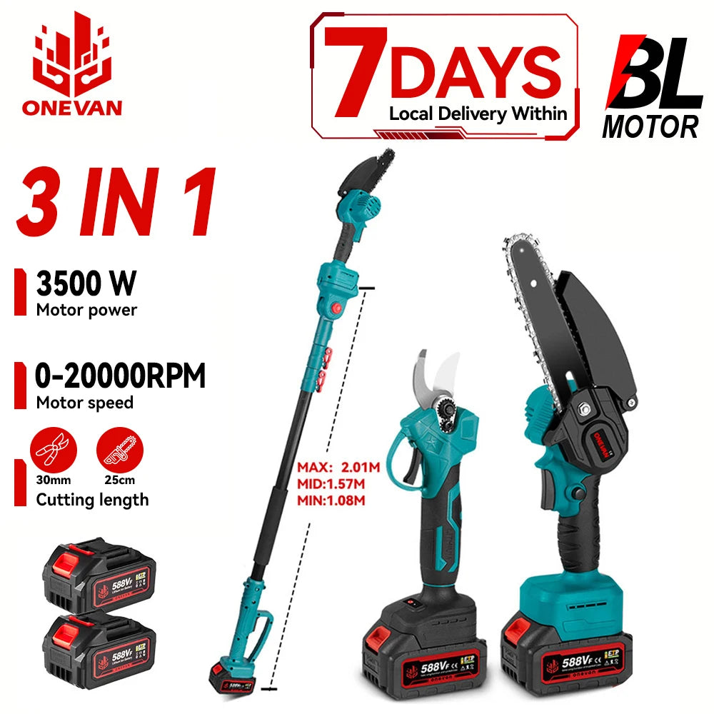 ONEVAN 3500W 2in1 Brushless Garden Saw and Pruning Shears