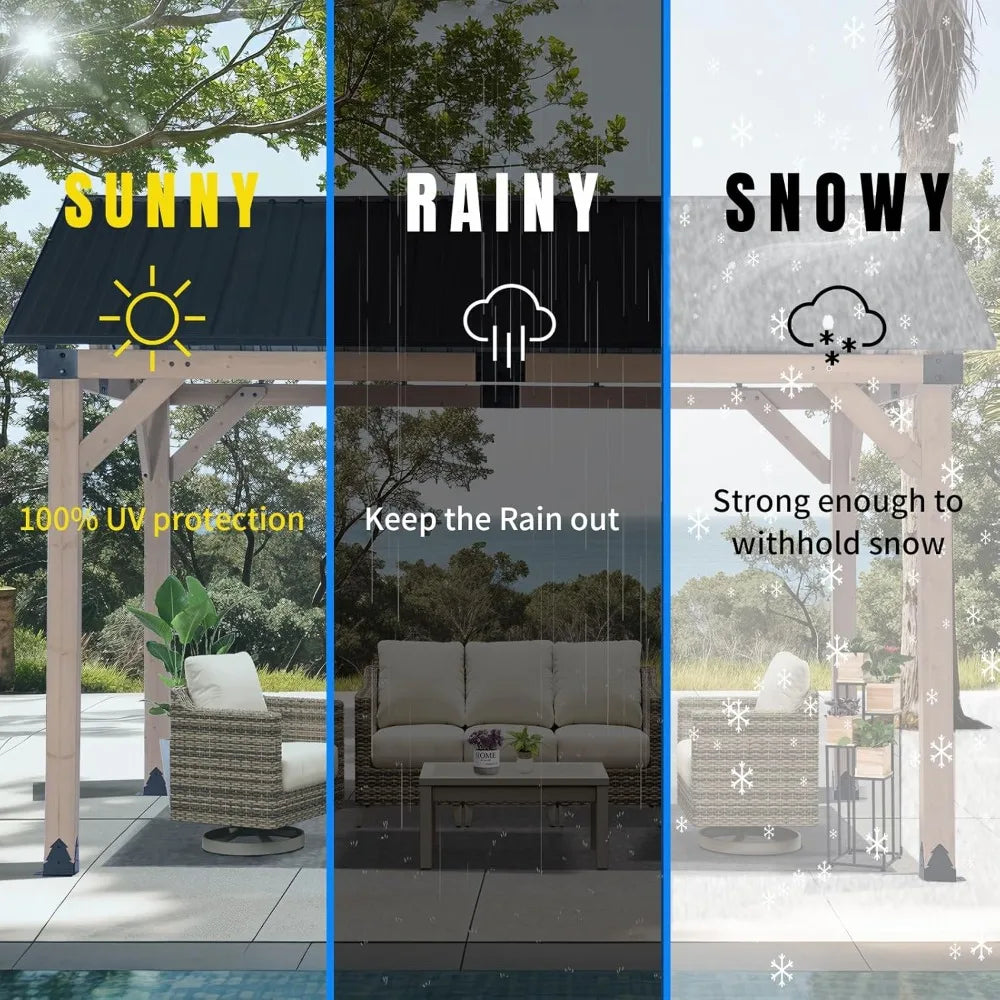 Frame Natural Cedar Hardtop Gazebo With Steel Roof Elite