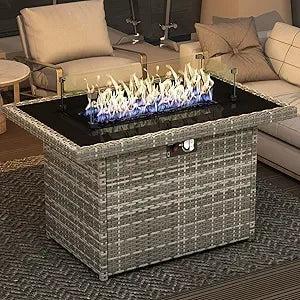 LayinSun Outdoor Propane Gas Fire Pit Glass Wind Guard