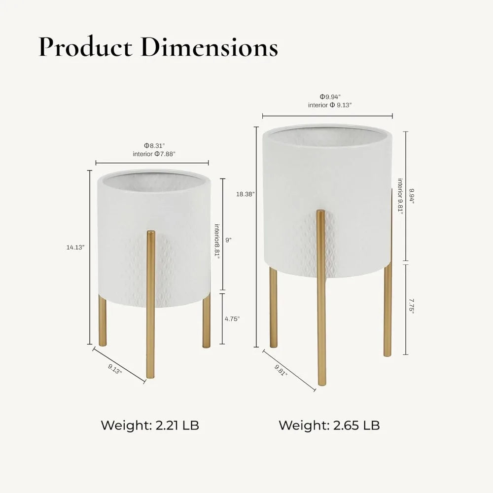 JIAOYING Indoor Plant Planters Set With Metal Stand