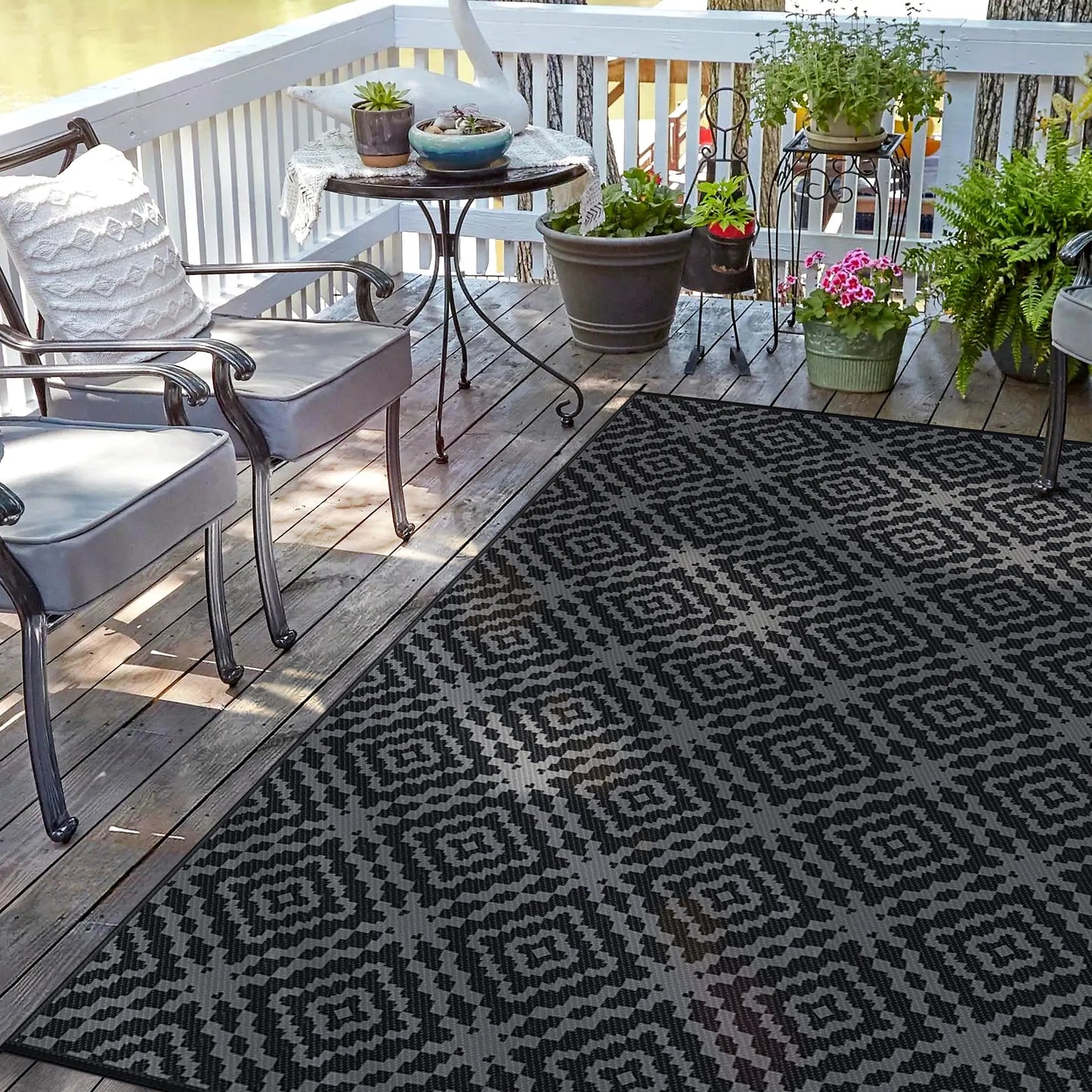 BSHAPPLUS Outdoor Boho Patio Rug Waterproof Area Carpet