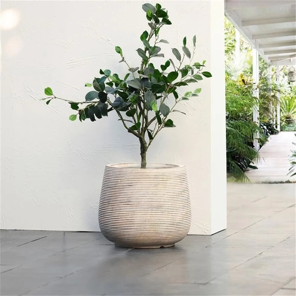 Luxenhome Distressed Round Plant Pot Indoor Outdoor