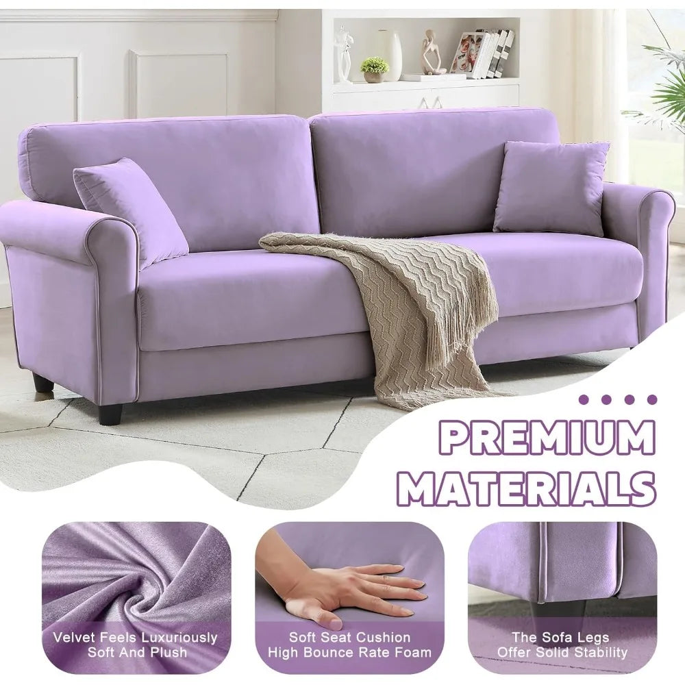 HUANZHUANG Modern Velvet Loveseat Sofa For Living Room