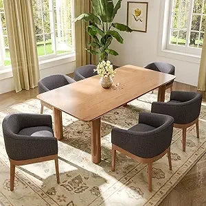 Ticify Dining Chairs Set Of 6 Mid Century Modern Linen