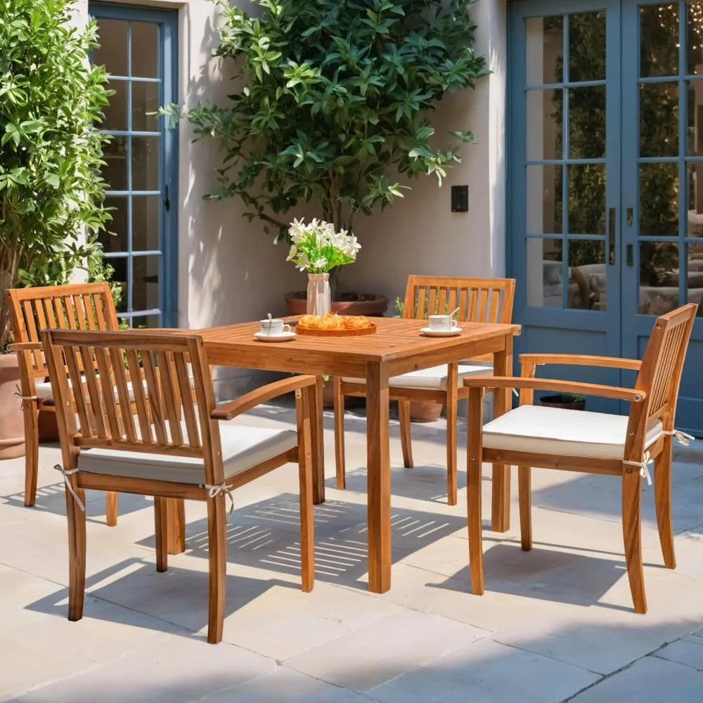 MKDKHign-concerned Acacia Wood Outdoor Dining Set Cushions