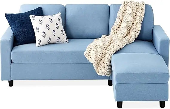 Upholstered Sectional Sofa for Home, Apartment, Dorm, Bonus Room, Compact Spaces w/Chaise Lounge, 3-Seat, L-Shape Design, Rever