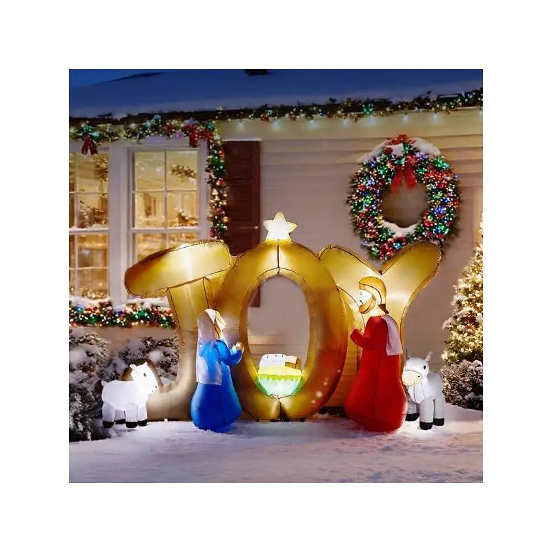 Sichuan Inflatable Nativity Scene JOY Sign Lighted Yard Decoration