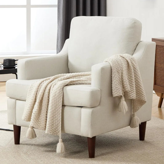 MKDK Mid Century Modern Linen Armchair For Living Room