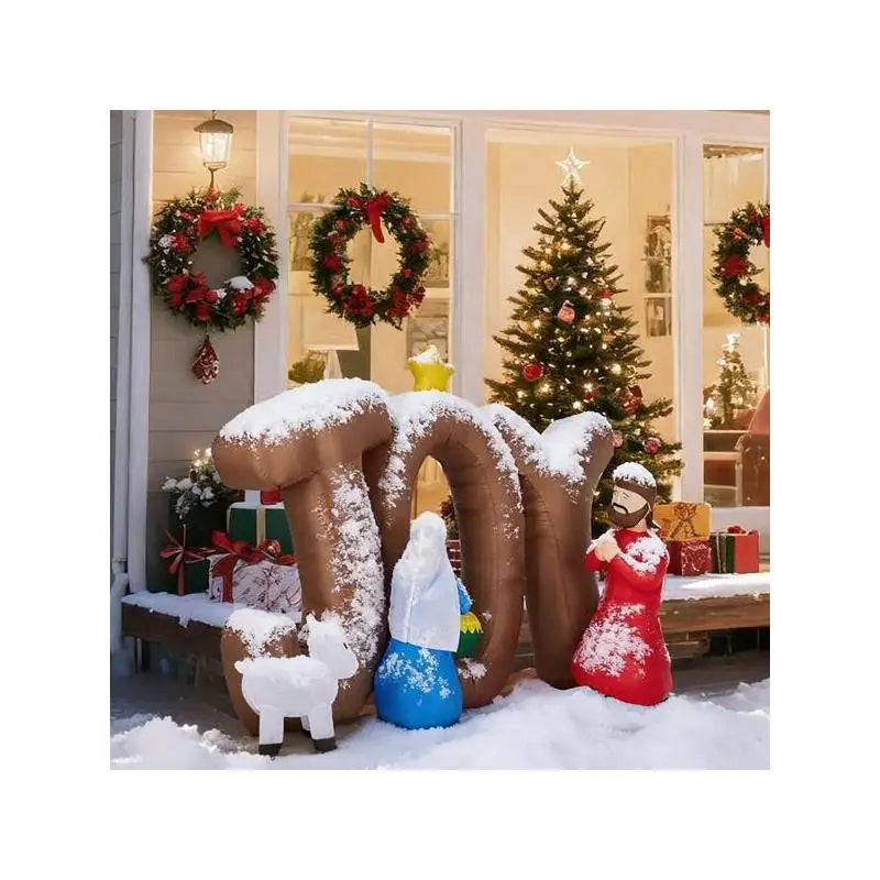 Sichuan Inflatable Nativity Scene JOY Sign Lighted Yard Decoration