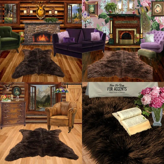 Faux Fur Bear Rug Soft Plush Cozy Home Decor Accessory