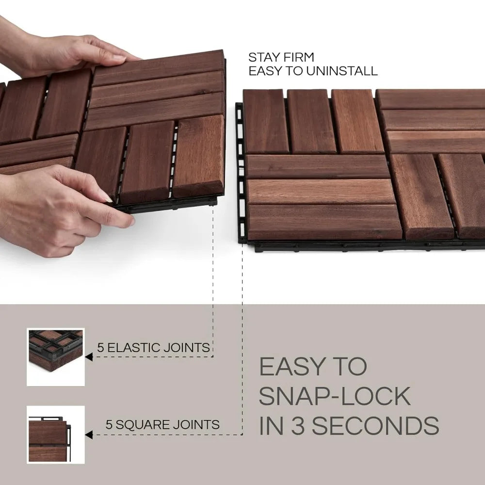 Acacia Wood Deck Tiles Outdoor Waterproof Flooring