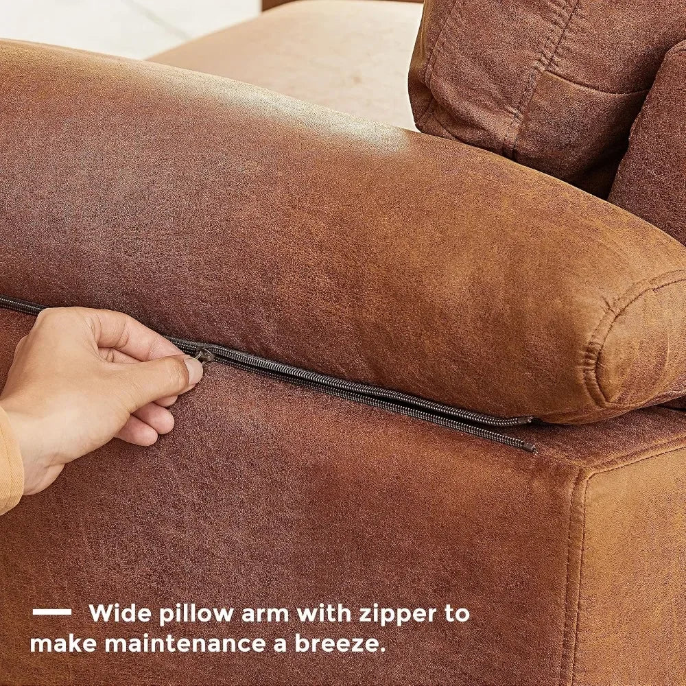 HUANZHUANG Modern Faux Leather Modular Sectional Sofa With Chaise