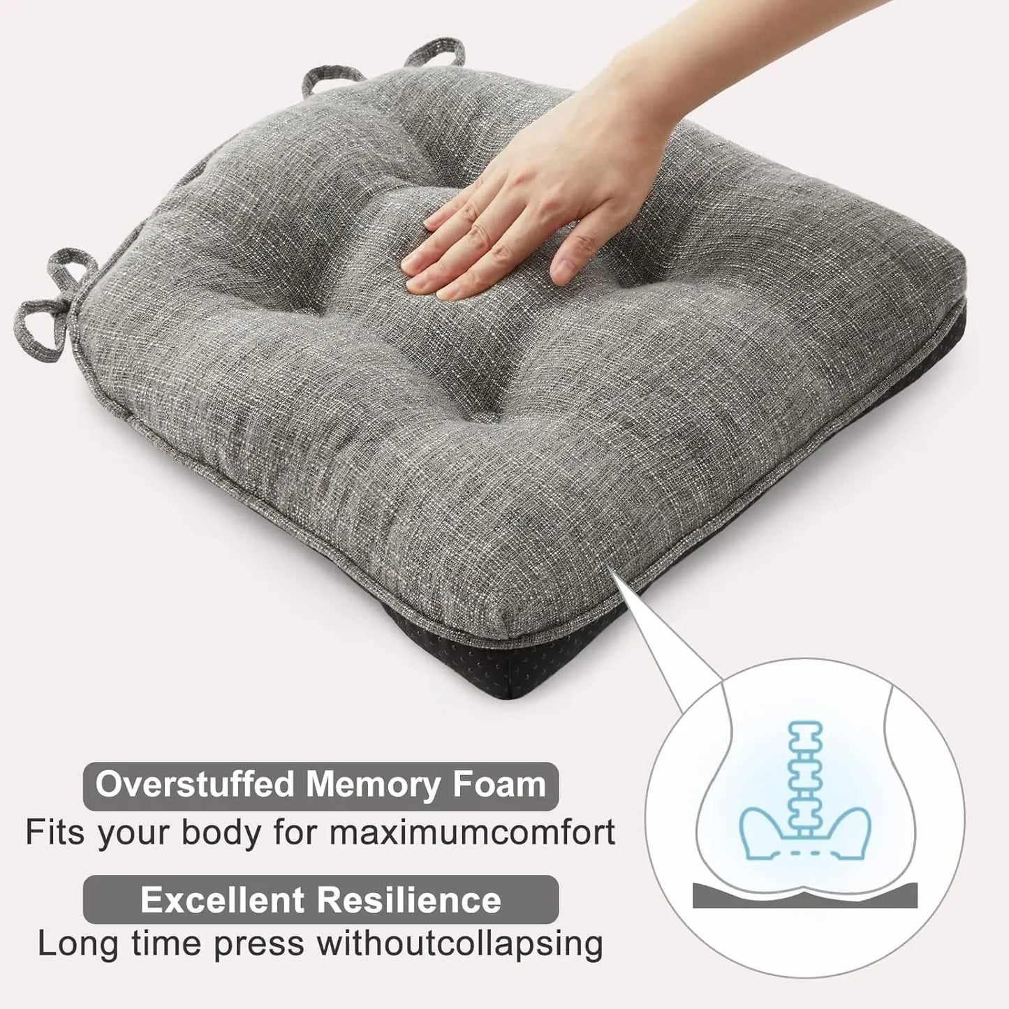 RBXC Quilmfoam Kitchen Chair Cushions Tufted Memory Foam