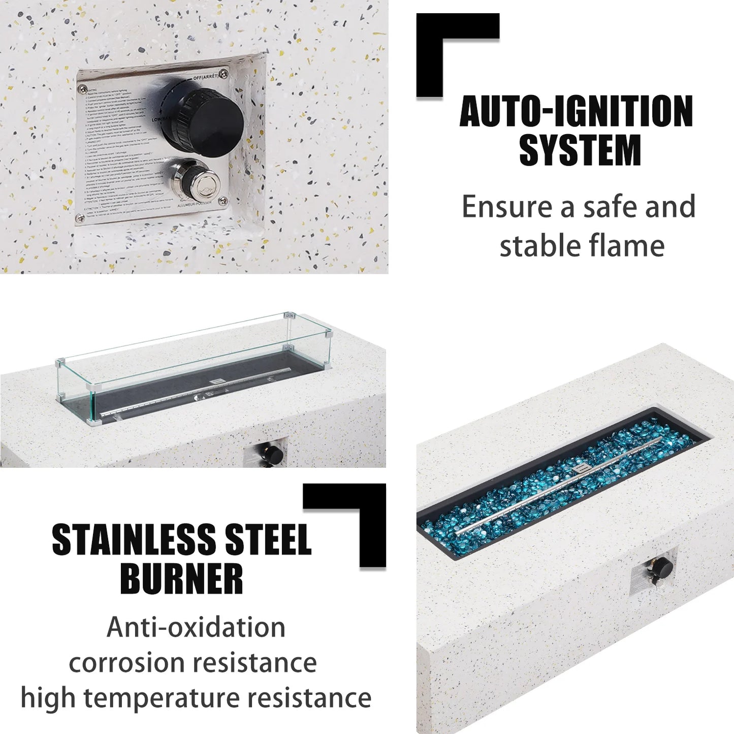 Naga Bahna 3 Piece Outdoor Propane Fire Table Set Premium