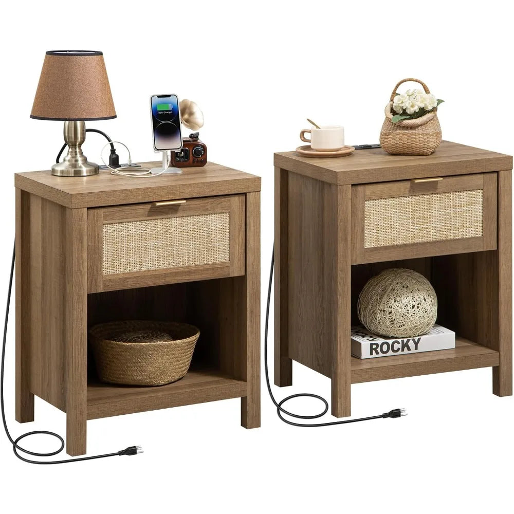 MKDK Nightstands With Charging Station USB Type C Ports