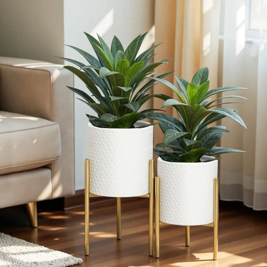 JIAOYING Indoor Plant Planters Set With Metal Stand