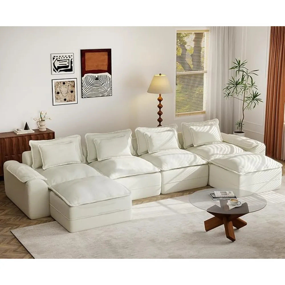 HUANZHUANG Cloud Modular Sectional Sofa U Shaped 4 Seater