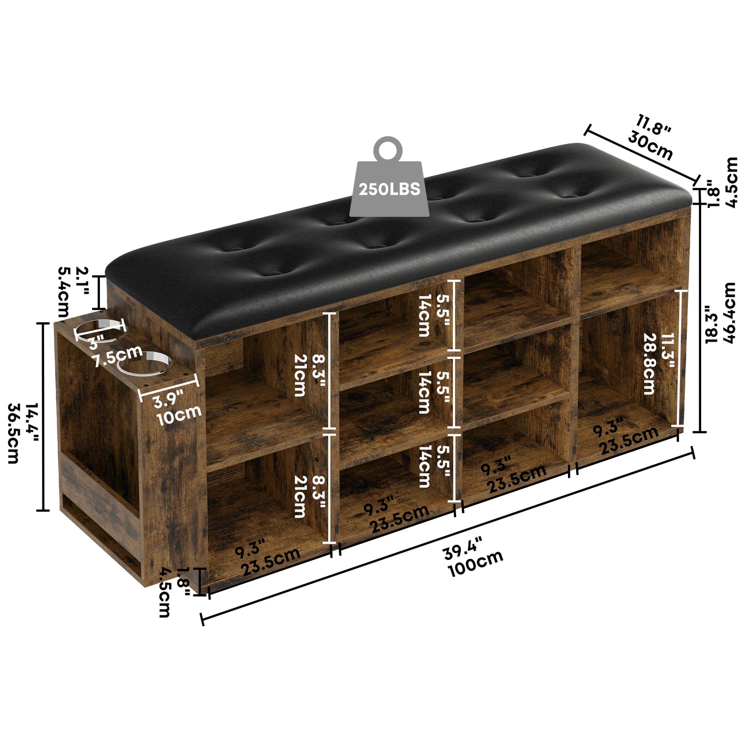 Drawer Ironck 10 Cubbies Entryway Shoe Bench Storage