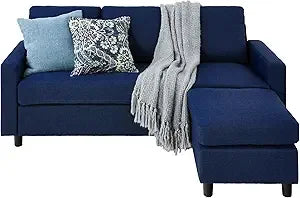 Upholstered Sectional Sofa for Home, Apartment, Dorm, Bonus Room, Compact Spaces w/Chaise Lounge, 3-Seat, L-Shape Design, Rever