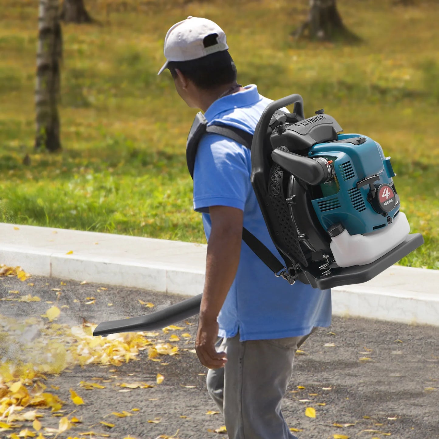 Bymaocar Gas Leaf Blower Backpack 4 Stroke Engine BBX9900