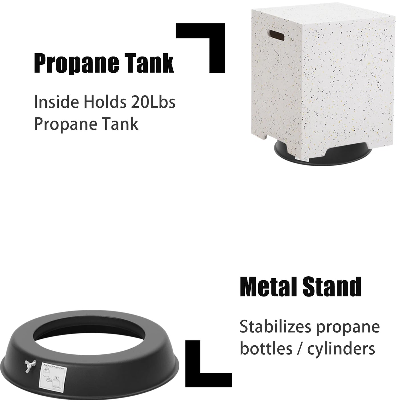 Naga Bahna 3 Piece Outdoor Propane Fire Table Set Premium