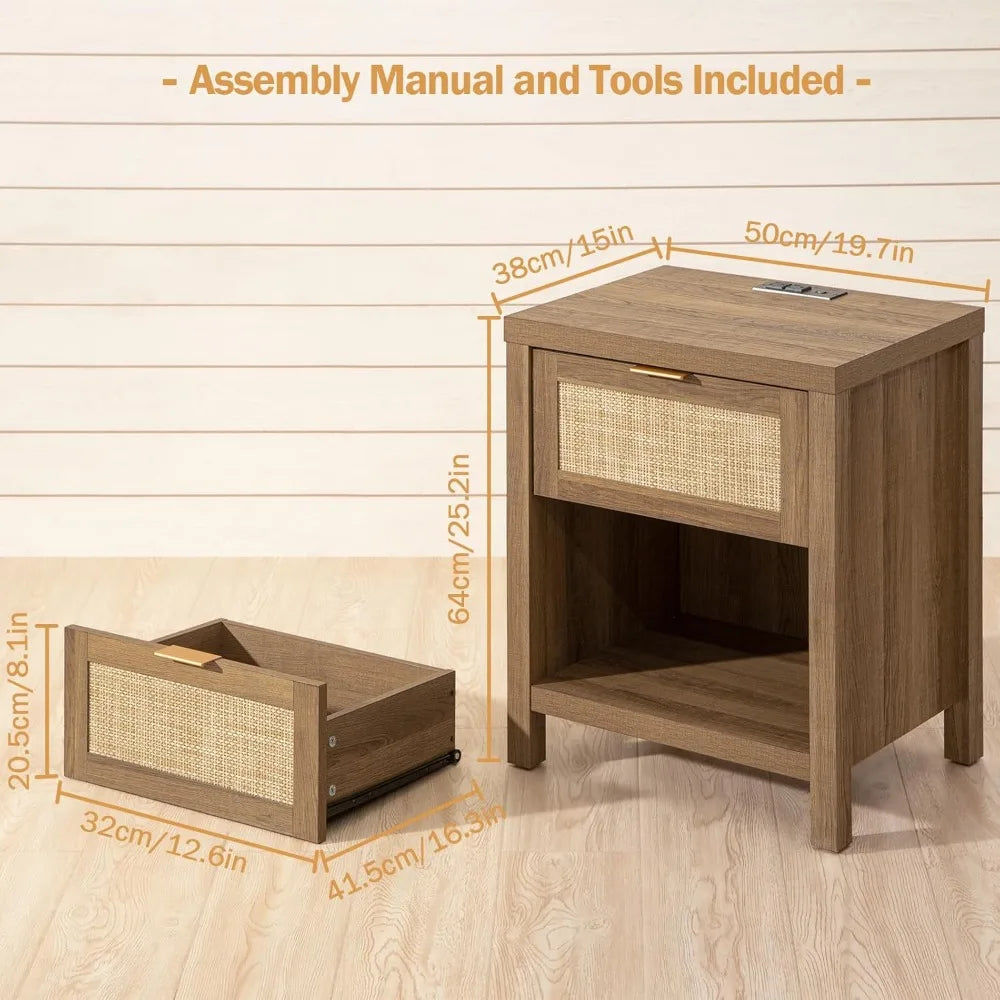 MKDK Nightstands With Charging Station USB Type C Ports