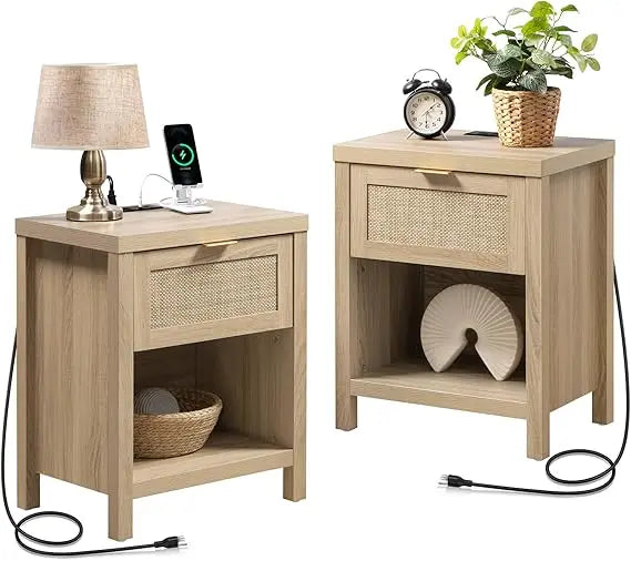 MKDK Nightstands With Charging Station USB Type C Ports