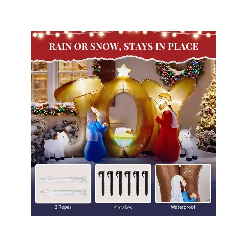 Sichuan Inflatable Nativity Scene JOY Sign Lighted Yard Decoration