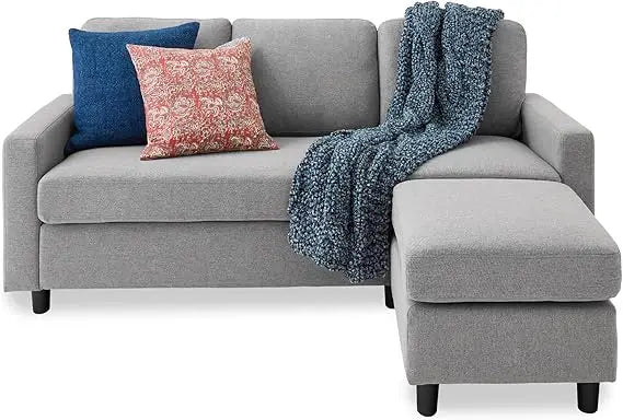 Upholstered Sectional Sofa for Home, Apartment, Dorm, Bonus Room, Compact Spaces w/Chaise Lounge, 3-Seat, L-Shape Design, Rever
