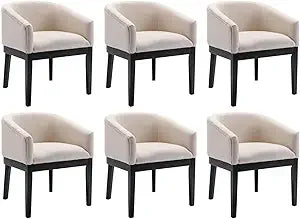 Ticify Dining Chairs Set Of 6 Mid Century Modern Linen