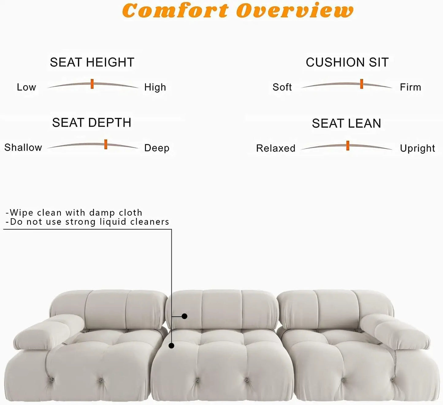 Sdorens Minimalist Modular Sectional Sofa Velvet Couch Set